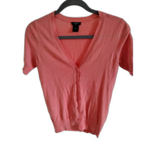 Ann Taylor Petite Orange Short Sleeve Cardigan Sz XXSP